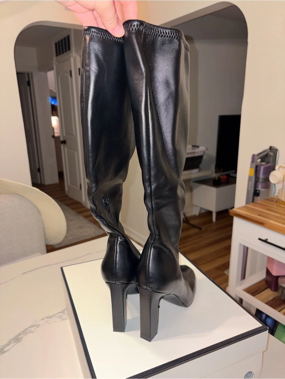 Steve Madden Aria Black Knee Length Leather Boots